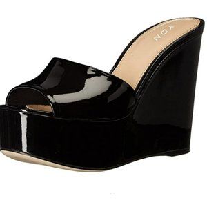 YDN High Heels Platform Mules Peep Toe Clogs Wedge